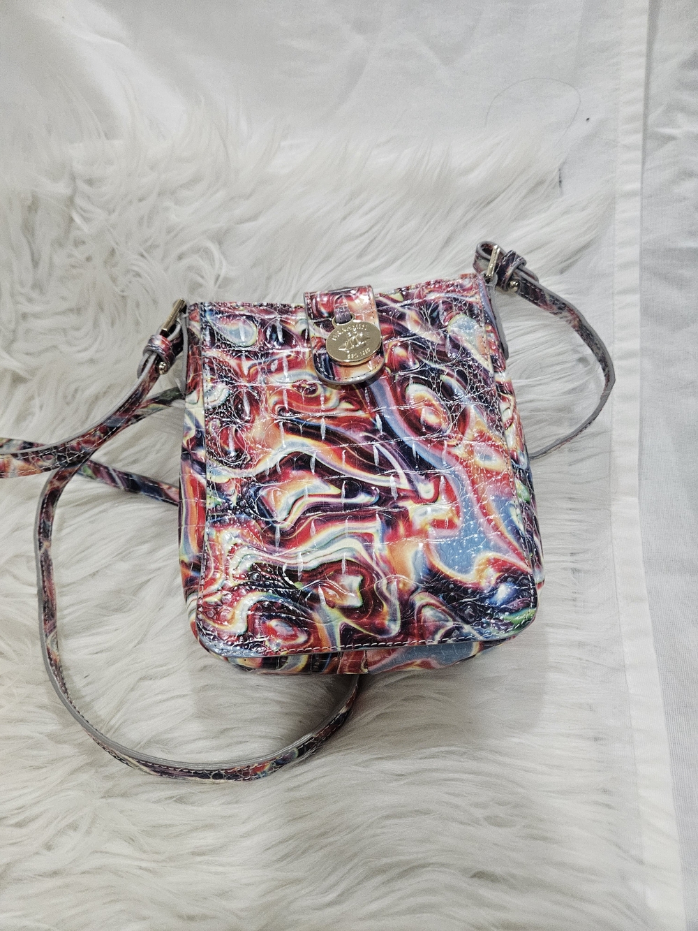 Marley Brahmin Multicolor Swirl Crossbody Bag with Gold Accent